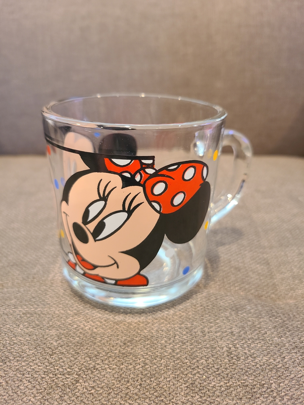 Vintage Anchor Hocking Disney Minnie Mouse clear glass mug